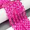 Frosted Transparent Glass Bead Strands, with Gold Powder, Round, Magenta, 10mm, Hole: 1mm, about 84pcs/strand, 31.50''(80cm)