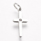 316 Surgical Stainless Steel Pendants, with Rhinestone, Cross, Stainless Steel Color, 16.5x8x1.5mm, Hole: 3.5mm