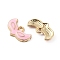 Alloy Enamel Pendants, Light Gold, Fox Mask Charm, Pink, 10x17x2mm, Hole: 2mm