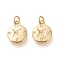 Brass Charms, with Jump Rings, Long-Lasting Plated, Compass, Real 18K Gold Plated, 15.2x12x2mm, Jump Rings: 5x1mm, Inner Diameter: 3mm