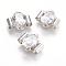 Brass Cubic Zirconia Multi-strand Links, Oval, Platinum, 19x21x8mm, Hole: 4mm