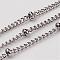 Tarnish Resistant 304 Stainless Steel Twist Chains, Satellite Chains, Decorative Chains, Soldered, with Rondelle Beads, Stainless Steel Color, Link: 2x1.5x0.4mm