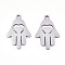 Non-Tarnish 201 Stainless Steel Pendants, Laser Cut, Hamsa Hand/Hand of Fatima/Hand of Miriam, Stainless Steel Color, 20x13.5x0.9mm, Hole: 1.4mm