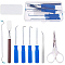Jewelry Making Tool Sets, with Plastic Handle Stainless Steel Sharp Scissors, Plastic Scraper Tool, Beading Tweezers, Double Head Needle Crochet, Shovel and O-Ring Oil Seal Removal Tools Set, Mixed Color