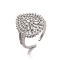 Brass Micro Pave Cubic Zirconia Open Cuff Rings, Teardrop, US Size 8 1/2(18.5mm)