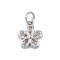 Brass Micro Pave Cubic Zirconia Pendants, with Jump Ring, Flower Charms, Rack Plating, Long-Lasting Plated, Lead Free & Cadmium Free, Platinum, Clear, 11x10x2mm, Hole: 3mm
