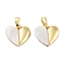 Brass Pave Natural Shell Peach Heart Charms, Real 18K Gold Plated, 11x12.5x3mm, Hole: 3.5x2.5mm