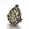 Teardrop Brass Hollow Cage Pendants, For Chime Ball Pendant Necklaces Making, Lead Free & Cadmium Free, Brushed Antique Bronze, 34x28x22.5mm, Hole: 7.5x4mm, inner: 27x19mm