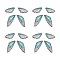 Transparent Resin Crystal AB Rhinestone Pendants Set, with Glitter Powder, Wing, Aquamarine, 29.5~49.5x12.5~17x2.5mm, Hole: 1mm, 4pcs/set
