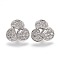 Brass Micro Pave Clear Cubic Zirconia Shank Buttons, Platinum, 11x11.5x5mm, Hole: 1.4mm