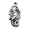 Non-Tarnish 304 Stainless Steel Pendants Rhinestone Settings, for Pointed Back Rivoli Rhinestone, Sea Horse, Stainless Steel Color, 32x14.5x5mm, Hole: 2.5mm