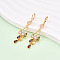 Teardrop Brass Micro Pave Cubic Zirconia Dangle Leverback Earrings, Long-Lasting Plated, Golden, Colorful, 59.5x15mm