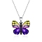 Butterfly Resin Pendant Necklaces, Stainless Steel Cable Chain Necklaces, Stainless Steel Color, Indigo, 14.96 inch(38cm)