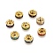 Brass Rhinestone Spacer Beads, Grade A, Straight Flange, Golden Metal Color, Rondelle, Mixed Color, 6x3mm, Hole: 1mm