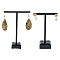 T Bar Organic Glass Earring Display Stand, T Bar with Two Holes, Black, 6x9cm, 8x11cm, 2pcs/set