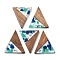 Resin and Walnut Pendants, Triangle, Light Sea Green, 36.5x30.5x2.5mm, Hole: 2mm