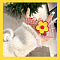 2Pcs Flower & Word Kiss Resin Enamel Finger Rings for Women Girls, Yellow, Inner Diameter: 15~22mm