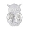 304 Stainless Steel Crystal Rhinestone Owl Connector Charms, Etched Metal Embellishments, Stainless Steel Color, 89x59x5mm, Hole: 3.3mm and 3.5mm