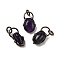 Natural Amethyst Pendants, Nuggets Charms with Brass Findings, Cadmium Free & Lead Free, Red Copper, 28.5~29x14~17x10~12.5mm, Hole: 6mm