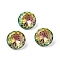 K9 Glass Rhinestone Pointed Back Cabochons, Random Color Back Plated, Faceted, Diamond, Flower Pattern, Vitrail Rose, 14x7mm