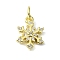 Brass Micro Pave Clear Cubic Zirconia Charms, Cadmium Free & Nickel Free & Lead Free, with Jump Ring, Snowflake Charms, Real 18K Gold Plated, 13x9.5x2.5mm, Hole: 3mm