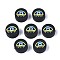 Handmade Polymer Clay Beads, Flat Round with Evil Eye, Black, 9.5~10x4.5mm, Hole: 1.6mm