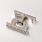 Brass Micro Pave Cubic Zirconia Fold Over Clasps, Cadmium Free & Lead Free, Platinum, 25x20x4mm, Hole: 23x1.5mm