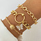 3Pcs 3 Styles Alloy Bracelet Set for Women, Golden, 6-3/4 inch(17cm)