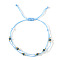 Faceted Glass Rondelle Beads Braided Bead Bracelets, Adjusstable Nylon Multi-strand Bracelets for Women, Light Blue, Inner Diameter: 11 inch(28cm)