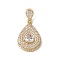Brass Micro Pave Clear Cubic Zirconia Pendants, Cadmium Free & Nickel Free & Lead Free, Rack Plating, Teardrop, Real 18K Gold Plated, 42x22.5x5mm, Hole: 3.5x7.5mm