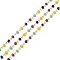 Brass & Glass Link Chain, with Spool, Long-Lasting Plated, Cadmium Free & Lead Free, Soldered, Real 18K Gold Plated, Mixed Color, 2.5x2.5x2.5mm