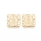 Brass Charms, Long-Lasting Plated, Square with Saint, Hammered, Real 18K Gold Plated, 16x16x2mm, Hole: 1.8mm