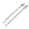 Tarnish Resistant 304 Stainless Steel Curb Chain Extender, End Chains with Lobster Claw Clasps and Oval Chain Tabs, Stainless Steel Color, 73mm