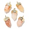 Natural Topaz Jade Faceted Pendants, Sword Shaped Charms with Rack Plating Brass Findings, Golden, 21~23x9x10.5mm, Hole: 1.6mm