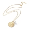 Golden Stainless Steel Pendant Necklace, Sun, Sun, 19.69 inch(50cm), Pendant: 28x24.5mm