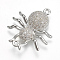 Brass Micro Pave Cubic Zirconia Links, Clear, Insect, Platinum, 23x19x4.5mm, Hole: 1mm