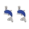 Brass Micro Pave Cubic Zirconia with Enamel Pendants, Cadmium Free & Nickel Free & Lead Free, Dolphin, Platinum, Blue, 23.5x13.5x2mm, Hole: 4x2.5mm