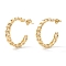 Semicircular Brass Half Hoop Earrings, Stud Earrings, with Ear Nuts, Long-Lasting Plated, Curb Chain Shape, Real 18K Gold Plated, 4.5x24mm, Pin: 0.8mm