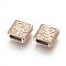 316 Surgical Stainless Steel Slide Charms, Square, Rose Gold, 10x10x4mm, Hole: 2.5x6mm