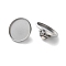 304 Stainless Steel Flat Round Brooch Brooch Base Settings, Ion Plating(IP), Stainless Steel Color, 21.5x11mm, Inner Diameter: 19.5mm