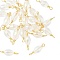 Faceted Clear Glass Oval Connector Charms, with Brass Wire Loops, Rack Plating, Long-Lasting Plated, Real 18K Gold Plated, 17x6mm, Hole: 1.6mm