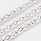 Iron Textured Cable Chains, Unwelded, with Spool, Silver Color Plated, 4.2x3x0.8mm, about 328.08 Feet(100m)/roll