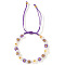 Bohemian Style Glass Seed Round Beads Braided Bead Bracelets for Women, Daisy, with Plastic Imitation Pearl, Mauve, Inner Diameter: 11 inch(28cm)