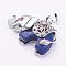 Natural Dyed Lapis Lazuli Pendants, with Rhinestone and Brass Findings, Elephant, Platinum, 25.5x36.5x10mm, Hole: 5x8mm