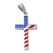 Independence Day 304 Stainless Steel Enamel Pendants, Cross Charm, Stainless Steel Color, 37.5~41x20.5~22.5x2.5~3mm, Hole: 9x5.5mm