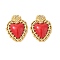 304 Stainless Steel Enamel Pendants, Ion Plating(IP), Heart Charms, Golden, Red, 23x18x3.5mm, Hole: 1.2mm