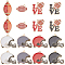 32Pcs 8 Styles Rugby Themed Alloy Enamel Pendants Sets, Cadmium Free & Nickel Free & Lead Free, Golden, Mixed Color, 15.5~30x15~28x1.5mm, Hole: 1.8~2mm, 4pcs/style