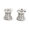 Brass Micro Pave Clear Cubic Zirconia Beads, Cadmium Free & Nickel Free & Lead Free, Column, Platinum, Wavy edge, Clear, 8.2x8mm, Hole: 1.8mm