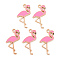 Alloy Enamel Pendants, Cadmium Free & Nickel Free & Lead Free, Light Gold, Flamingo Shape, Hot Pink, 25.5x15x2mm, Hole: 1.6mm