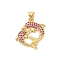 Brass Micro Pave Cubic Zirconia Pendants, Cadmium Free & Nickel Free & Lead Free, Real 18K Gold Plated, Dolphin, Hot Pink, 23x18x2.5mm, Hole: 4x3.5mm